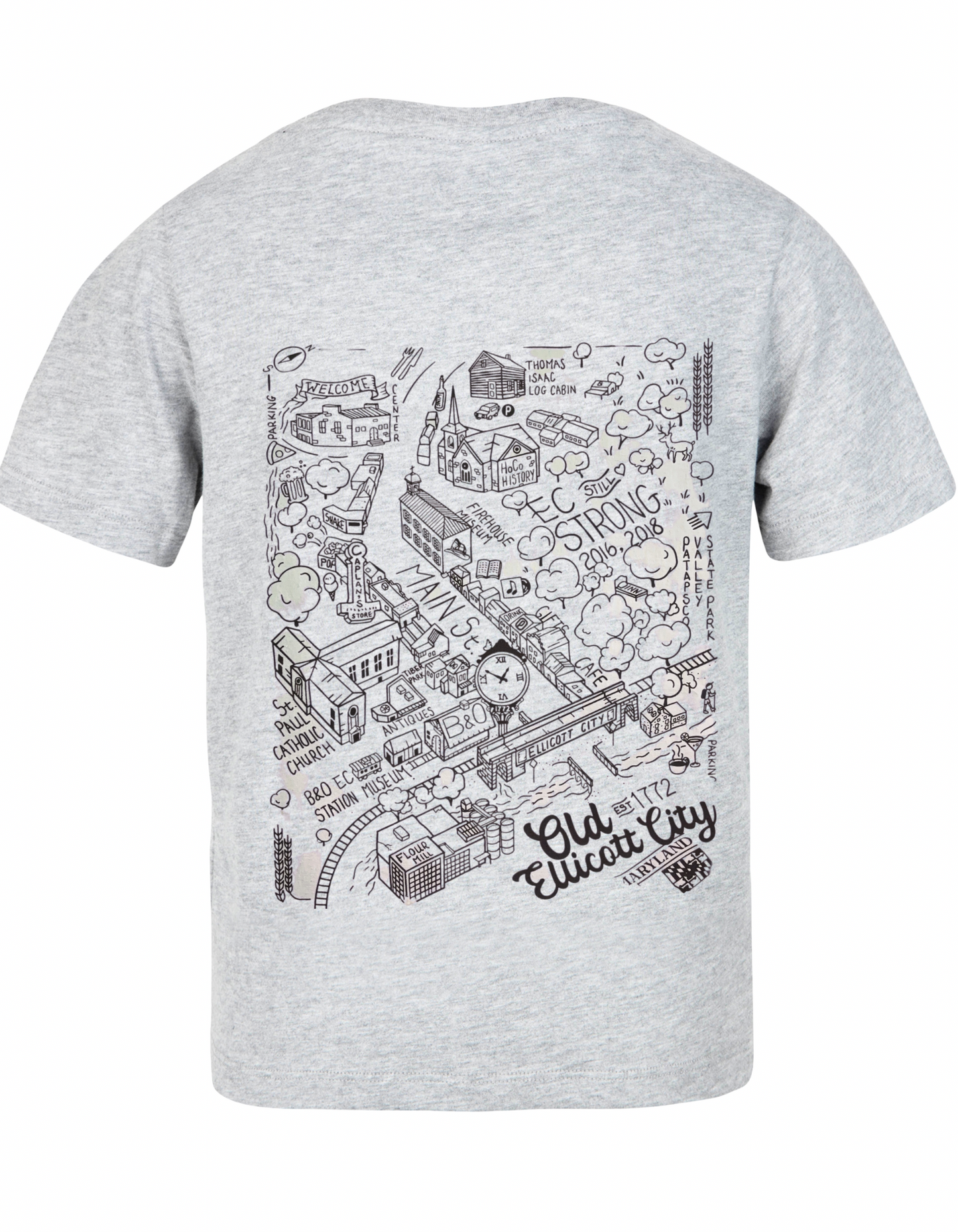 Old Ellicott City Map Short Sleeve T-Shirt