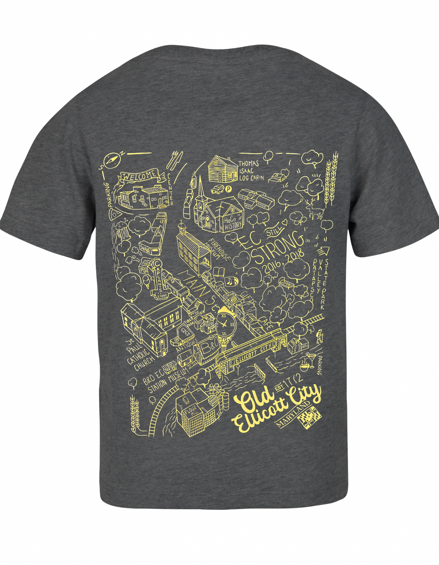 Old Ellicott City Map Short Sleeve T-Shirt