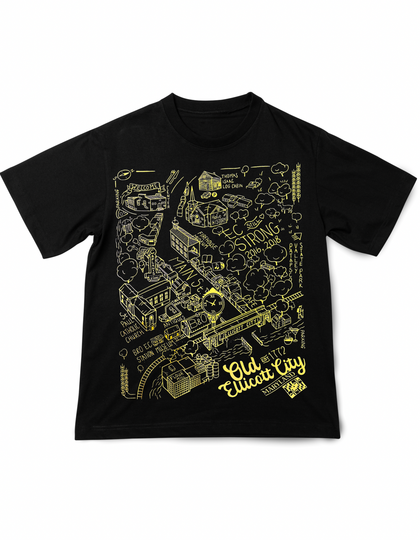 Old Ellicott City Map Short Sleeve T-Shirt
