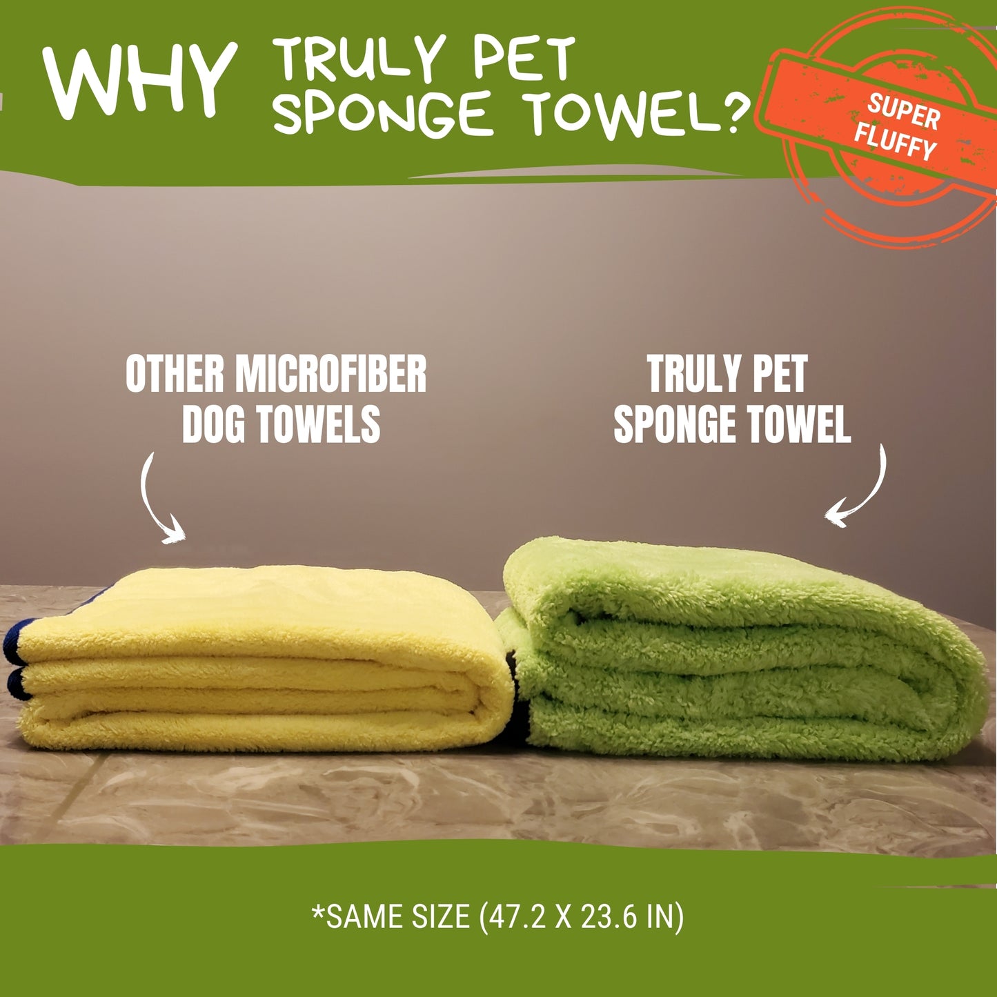 TRULY PET - Ultra Absorbent Microfiber Bath Towel for Pets