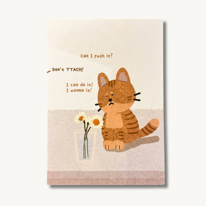 Sim Nyangs Postcard - Can I Push It ?