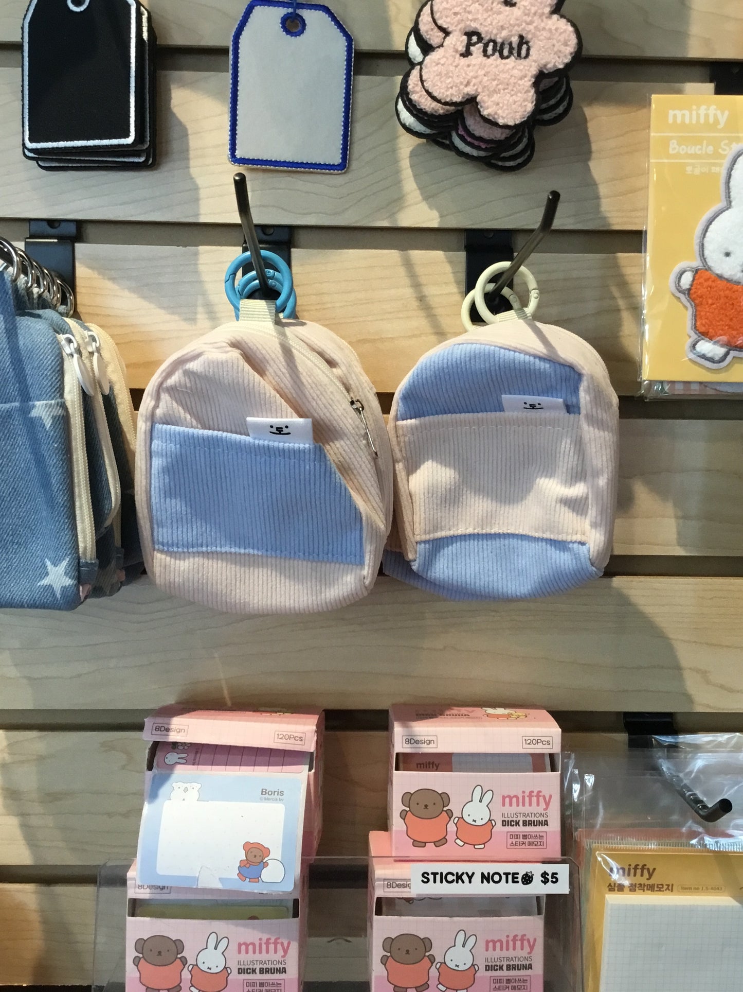 Pink and blue pouch