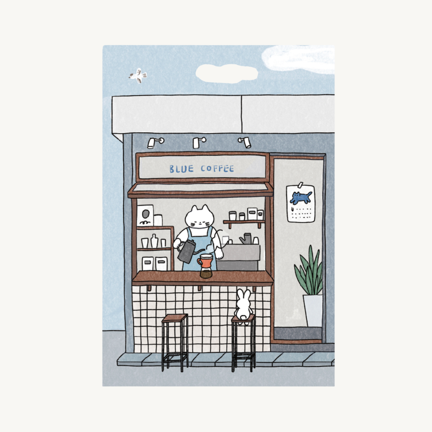 Sokamono Postcard - Blue Coffee